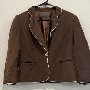 Liz Claiborne Brown Blazer with White Trim